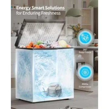 TABU 3.5 Cubic Feet Chest Freezer,Top Opening Deep Freezer with Removable Basket, Freestanding Compa...