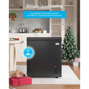 TABU 3.5 Cubic Feet Chest Freezer,Top Opening Deep Freezer with Removable Basket, Freestanding Compact Chest Deep Freezer with 7 Level Adjustable Thermostat (White, 3.5 Cu.Ft.)