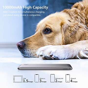 10000 mAh Portable Quick Charger Ultra-Slim Charge Power Bank, HAME P10 USB C 18W Fast Charging Lightweight Small Pocket External Battery Pack Compatible iPhone Xs,X,8s,8,7, MacBook, Samsung, Pixel