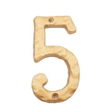 Cast Iron House Numbers- 5.5 Inch Number #5 Premium Bright Elegant Metal Cast Iron House Address Num...