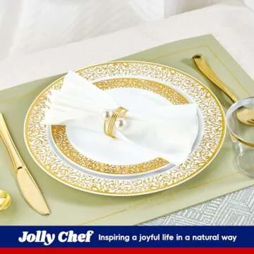 Elegant 150 Count Gold Plastic Dinnerware Set for Parties