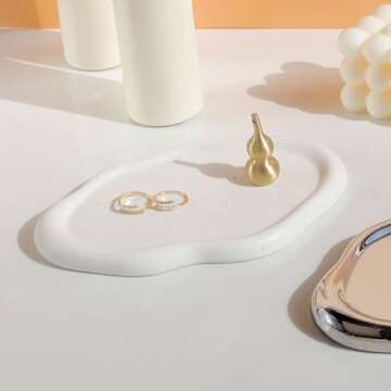 Owlcatcok Jewelry Tray Room Decor Aesthetic Cloud Jewelry Dish Ring Tray Key Tray Birthday Mother's Day Christmas For Women Ring holder ﻿ ﻿