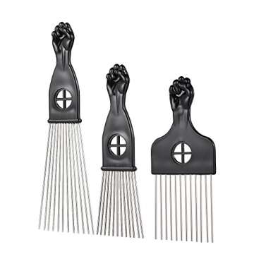 Afro Combs - 3Pcs Metal Pick Comb Set for Curls and Styling