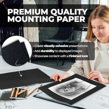 Dunwell 11x17 Art Portfolio Binder with Black Mounting Paper (Blue), Large Portfolio Folder for Artw...