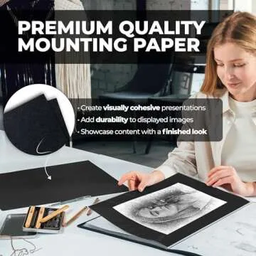 Dunwell 11x17 Art Portfolio Binder with Black Mounting Paper (Blue), Large Portfolio Folder for Artw...