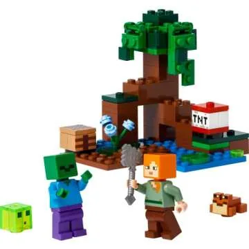 LEGO Minecraft The Swamp Adventure 21240, Building Game Construction Toy with Alex and Zombie Figures in Biome, Birthday Gift Idea for Kids Ages 8+