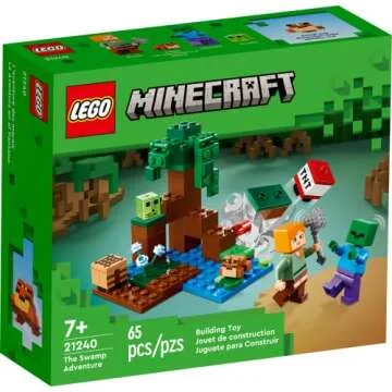 LEGO Minecraft The Swamp Adventure 21240, Building Game Construction Toy with Alex and Zombie Figures in Biome, Birthday Gift Idea for Kids Ages 8+