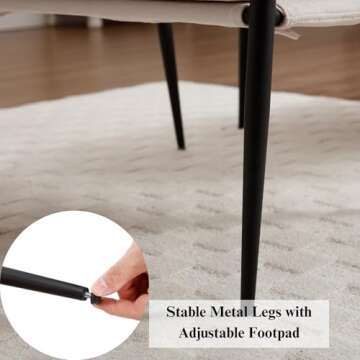 Ya-Home Mid-Century Accent Chair with Ottoman, Soft Armchair Chenille Fabric Lounge Chair with Metal Legs, Upholstered Leisure Chair for Living Room Reception Room, Beige