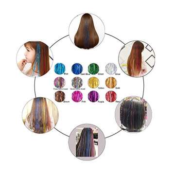 19.7 Inch Clip In Hair Fairy Tinsel Kit Clips Clip On Glitter Hair Tinsel Extensions 12 Colors