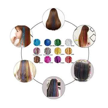 19.7 Inch Clip In Hair Fairy Tinsel Kit Clips Clip On Glitter Hair Tinsel Extensions 12 Colors