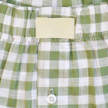 Women Y2k Pajamas Shorts Micro Button Boxers Elastic Waist Cute Pj Bottoms Summer Plaid Lounge Short (A Light Green, M)