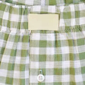 Women Y2k Pajamas Shorts Micro Button Boxers Elastic Waist Cute Pj Bottoms Summer Plaid Lounge Short (A Light Green, M)