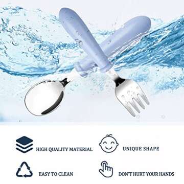 Pimoys 12 Pieces Toddler Utensils Kids Silverware Set Baby Forks and Spoons, Stainless Steel Childre...