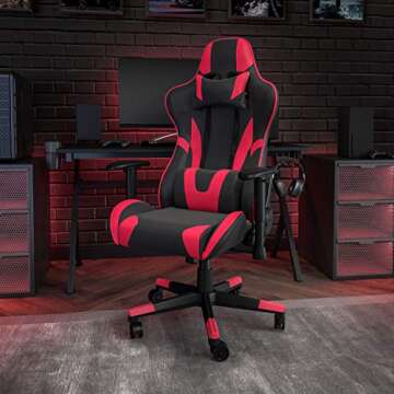 Flash Furniture X20 Fully Reclining LeatherSoft Racing Style Gaming Chair with and Lumbar Pillows, E...