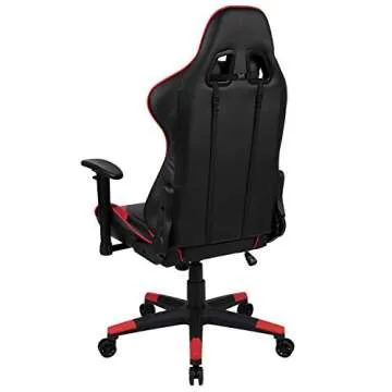 Flash Furniture X20 Fully Reclining LeatherSoft Racing Style Gaming Chair with and Lumbar Pillows, Ergonomic Padded Swivel Computer Chair, Red/Black