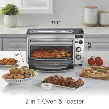 Hamilton Beach 2-in-1 Countertop Toaster Oven and Long Slot 2 Slice Toaster, 60 Minute Timer and Automatic Shut Off, Shade Selector, Stainless Steel (31156)