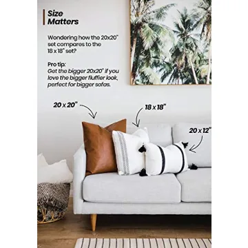 Two Queens Lane Boho Decorative Throw Pillow Covers ONLY for Couch, Sofa, or Bed, Boho, Geometric, Modern Decor Design, 100% Cotton and Vegan Faux Leather Set of 5, 18 x 18 inch, Brooklyn 5-Piece Set