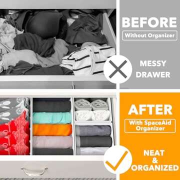 SpaceAid Drawer Organizer Clothes, 12 Pack Dresser Organizer Bins for Nursery, Closet Organization a...