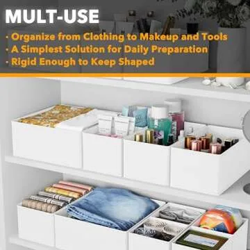 SpaceAid Drawer Organizer Clothes, 12 Pack Dresser Organizer Bins for Nursery, Closet Organization and Storage Dividers for Clothing, Baby Clothes, Underwears, Socks (White)