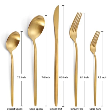Matte Gold Silverware Set for Elegant Dining Experience