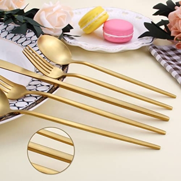 Matte Gold Silverware Set for Elegant Dining Experience