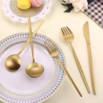 Matte Gold Silverware Set for Elegant Dining Experience