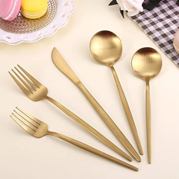 Matte Gold Silverware Set for Elegant Dining Experience