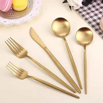 Matte Gold Silverware Set for Elegant Dining Experience