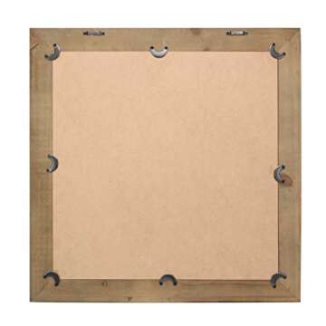 Stonebriar Square Textured Wooden Chevron Hanging Wall Mirror with Attached Mounting Brackets, Rustic Decor Accents for the Bathroom, Living Room, Bedroom, Office, and Hallway