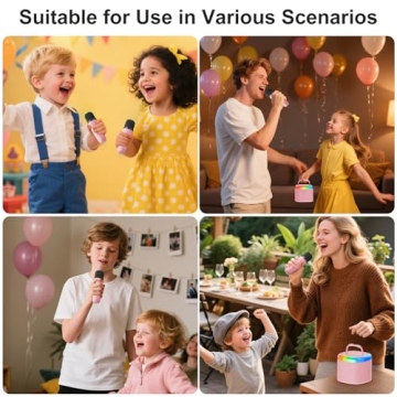 JYX Mini Karaoke Machine for Kids, Portable Bluetooth Karaoke Speaker with Wireless Mic and Party Li...