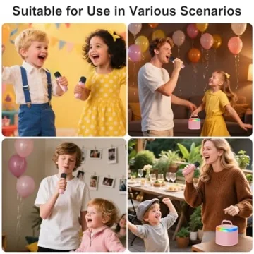JYX Mini Karaoke Machine for Kids, Portable Bluetooth Karaoke Speaker with Wireless Mic and Party Li...