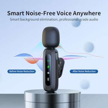 Wireless Lavalier Microphone for iPhone & Android - Compact, Noise Reduction, LED Display