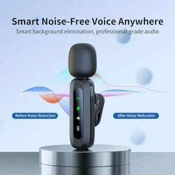 Wireless Lavalier Microphone for iPhone & Android - Compact, Noise Reduction, LED Display