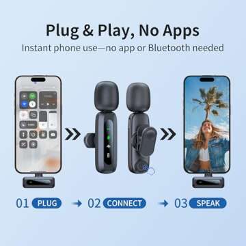 Wireless Lavalier Microphone with Noise Reduction & LED Display