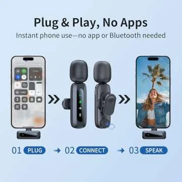 Wireless Lavalier Microphone with Noise Reduction & LED Display