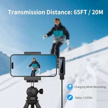 Wireless Lavalier Microphone with Noise Reduction & LED Display