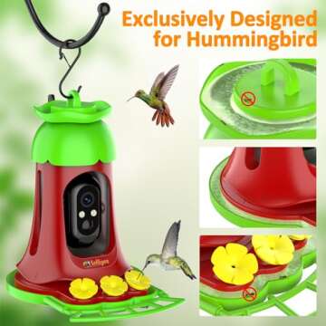 Hummingbird Feeder Camera,Ideal Gift for Bird Lovers