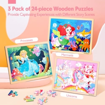 hahahaland 3-Pack Wooden Puzzles for Kids 3-5