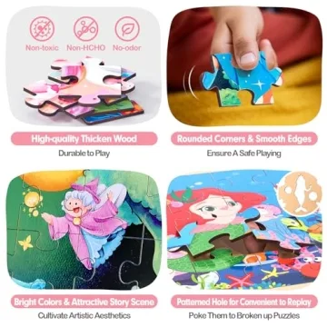 hahahaland 3-Pack Wooden Puzzles for Kids 3-5