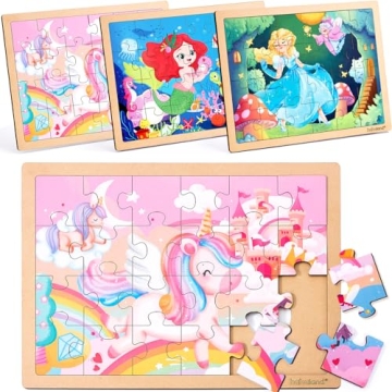 hahahaland 3-Pack Wooden Puzzles for Kids 3-5
