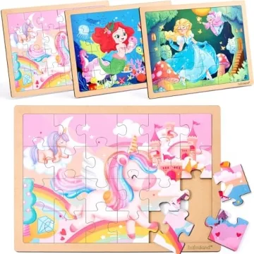 hahahaland 3-Pack Wooden Puzzles for Kids 3-5