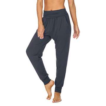 UEU Women's Light Weight High Waist Thin Yoga Joggers Pants Charcoal Loose Fitting Gym Workout Lounge Jogging Sweat Pants with Pockets(Darkgray,S)