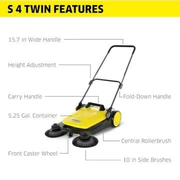Kärcher S 4 Twin Walk-Behind Outdoor Hand Push Sweeper - Efficient 26.8" Width for Quick Cleaning S...