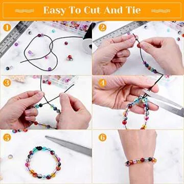 Elastic String for Bracelets, Selizo Elastic Cord for Jewelry, Stretchy String for Necklace Making, Beading and Sewing (1.2 MM, 109 Yards, Black)