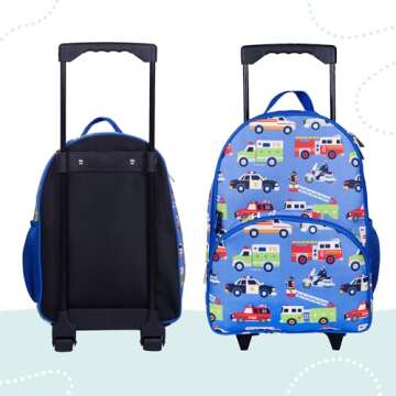 Wildkin Kids Rolling Luggage for Boys and Girls, Carry on Luggage Size is Perfect for School and Overnight Travel, Measures 16 x 12 x 6 Inches (Heroes)