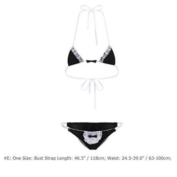 IBAKOM Women Micro Bikini Lingerie Set Kawaii Anime Japanese Maid Cosplay Tiny Bra Mini Panty Extreme Swimsuit Beach Swimwear Triangle One Size
