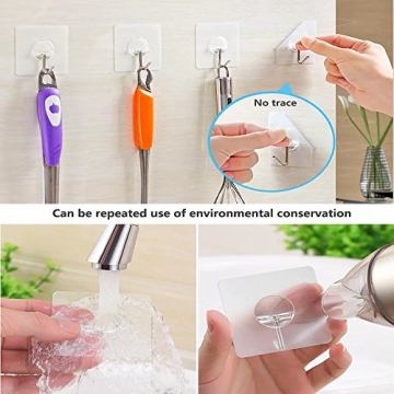 Transparent Self Adhesive Wall Hooks - 8 Pack