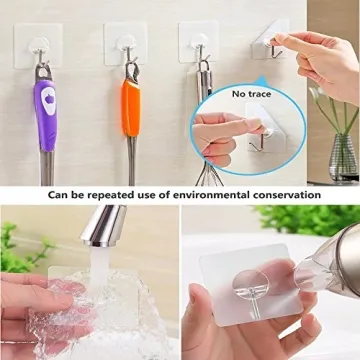 Transparent Self Adhesive Wall Hooks - 8 Pack