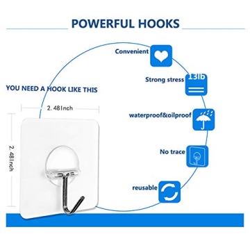 Transparent Self Adhesive Wall Hooks - 8 Pack