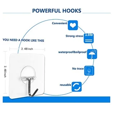 Transparent Self Adhesive Wall Hooks - 8 Pack